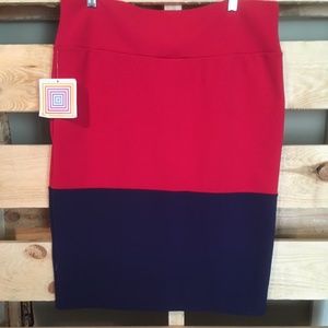 🌸LuLaRoe Cassie Skirt pink dark blue XL NWT